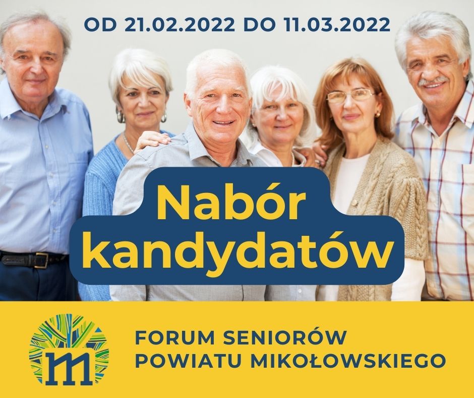 Plakat Nabór kandydatów do Forum Seniorów Powiatu Mikołowskiego