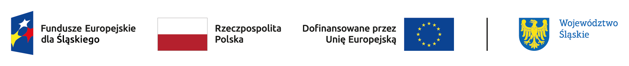 Belka z logotypami UE, Polski oraz województwa śląskiego