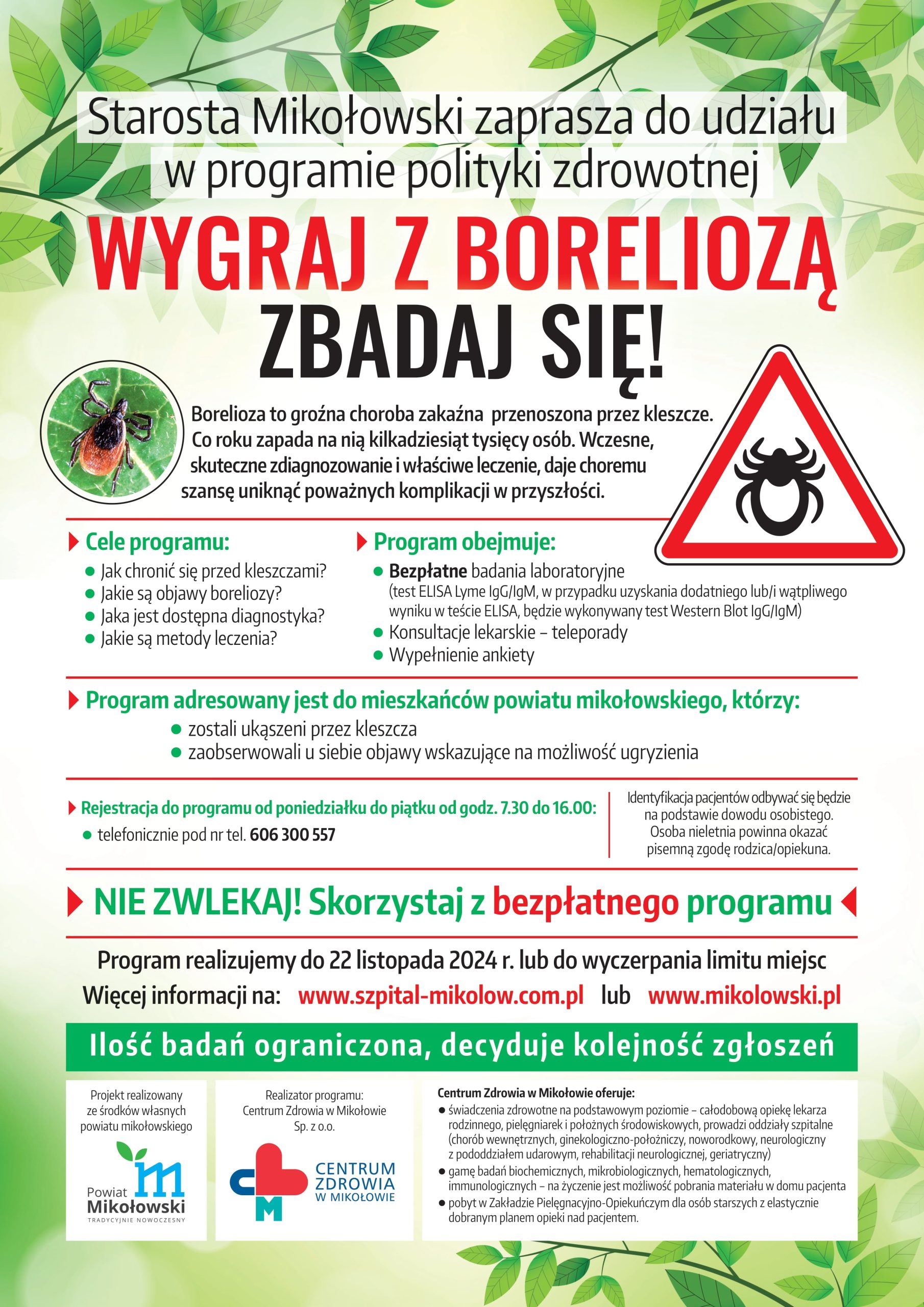 Plakat badania w kierunku boreliozy 2024 r.