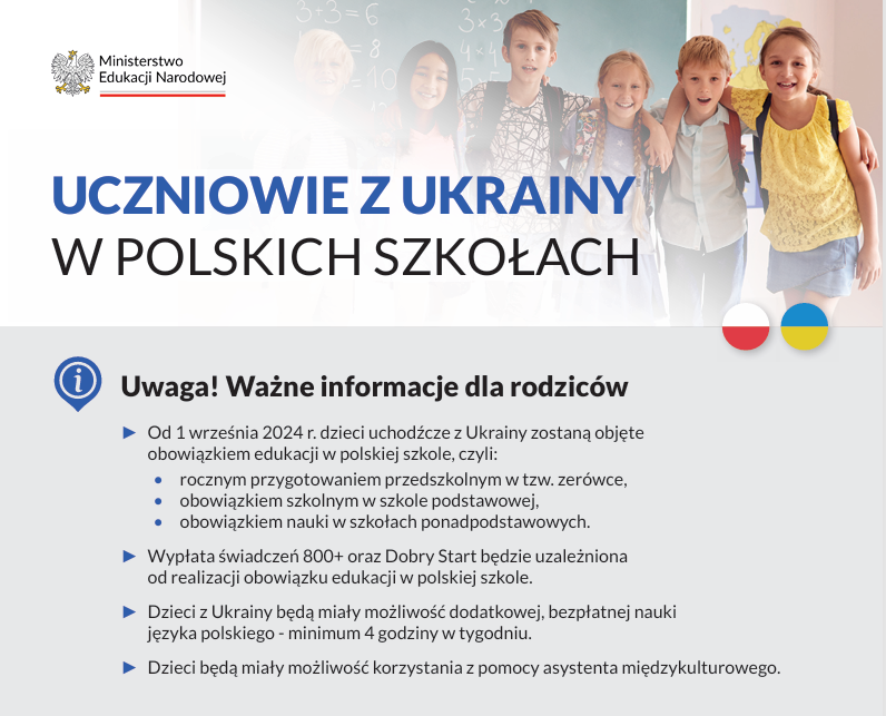 Ulotka Obowiązek szkolny dla dzieci z Ukrainy Cz. 1