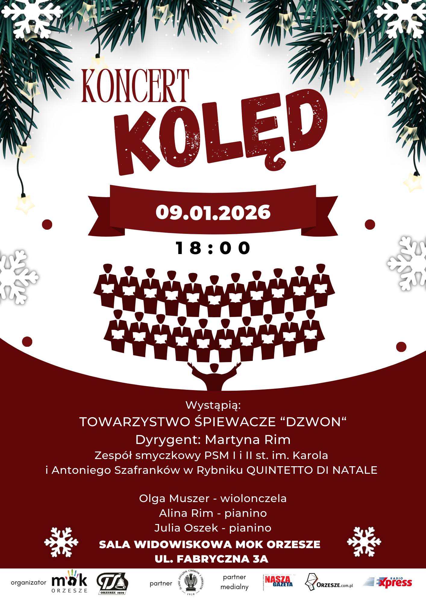 Plakat Koncert kolęd towarzystwa śpiewaczego DZWON