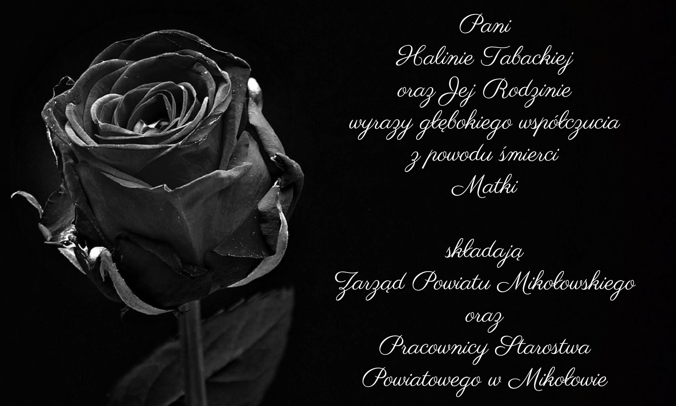 Kondolencje dla Haliny Tabackiej